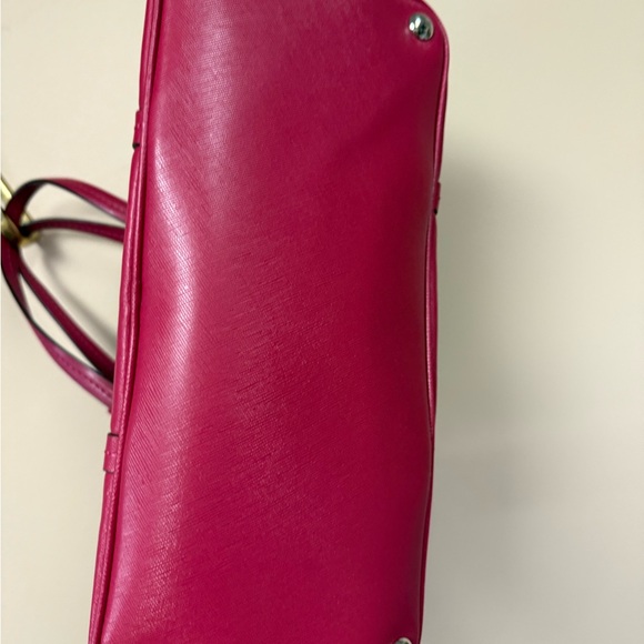 Coach F25671 Peyton Crossgrain Leather Domed Satchel Purse Bag Red with Xbody - Picture 6 of 9